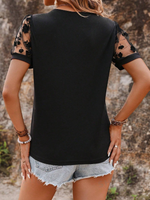 T-Shirt estiva a maniche corte e ampia per donna con patchwork floreale in rete