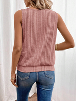 Maglia A Canotta In Maglia A Costine Con Collo Chiave