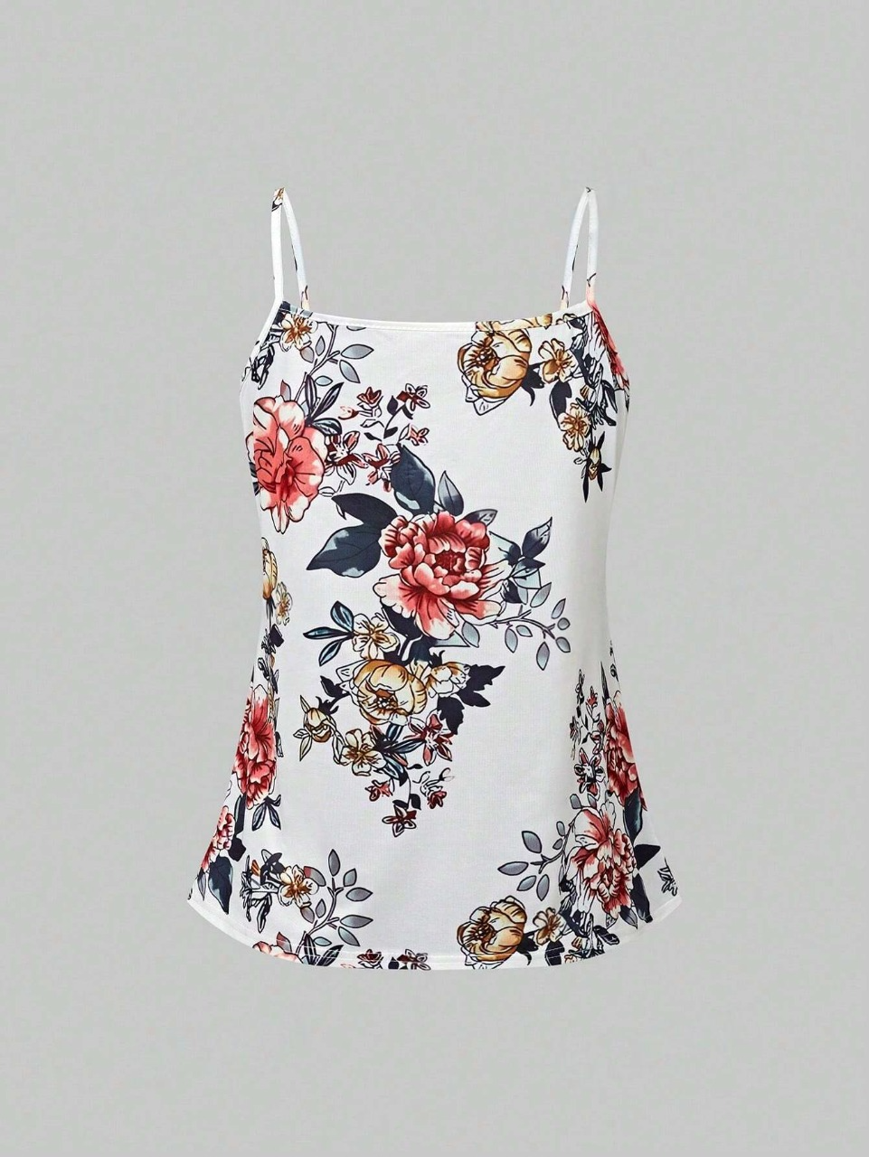 Top in a cammeo in pizzo a spacco con stampa floreale per tempo libero e vacanze