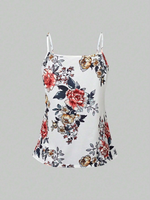 Top in a cammeo in pizzo a spacco con stampa floreale per tempo libero e vacanze