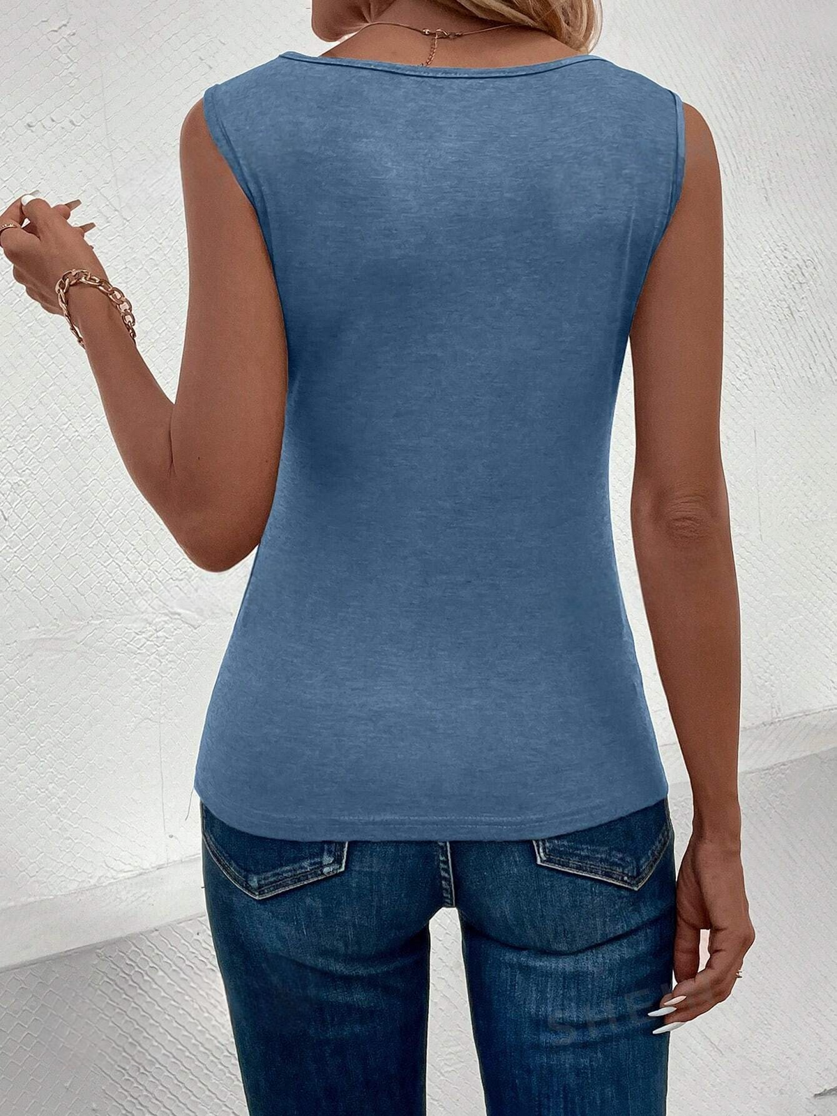 Canottiera Da Donna A Maniche Corte Tinta Unita Per L'estate