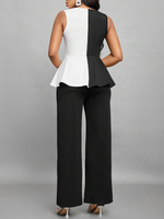 Set Da Top Asimmetrico Con Orlo A Blocchi Di Colore E Pantaloni A Colore Solido Per Signore
