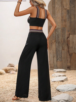 Top halter contrasto chevron nastro & Pantaloni