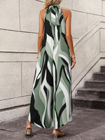 Jumpsuit gamba larga color block con collo halter