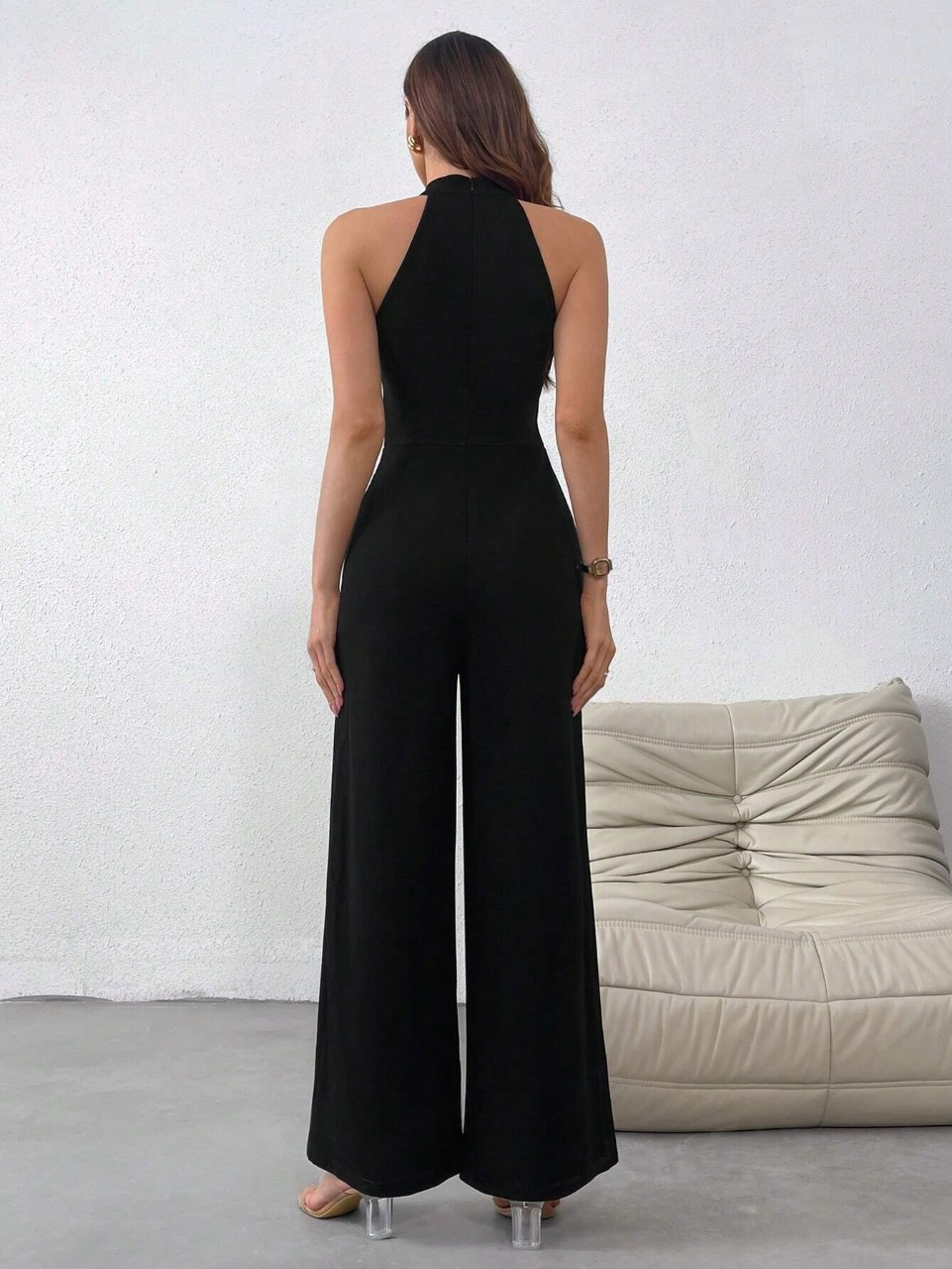 Salopette Senza Maniche A Collo Alto In Maglia Per Donne