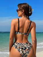 Costume Da Bagno Due Pezzi Con Stampa Floreale Da Donna