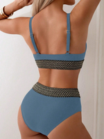 Bikini A Banda Intrecciata A Onde A Remplage Top e Slip Patchwork Suit