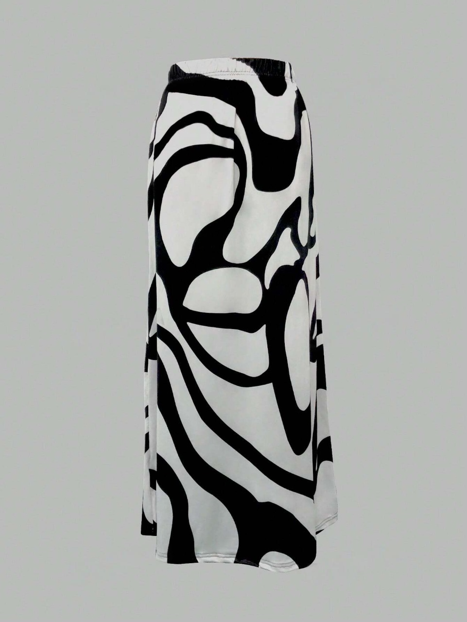 Gonna a Maxi A-Linea in Vita Alta con Stampa Casuale, Casual