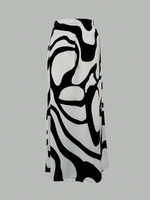 Gonna a Maxi A-Linea in Vita Alta con Stampa Casuale, Casual