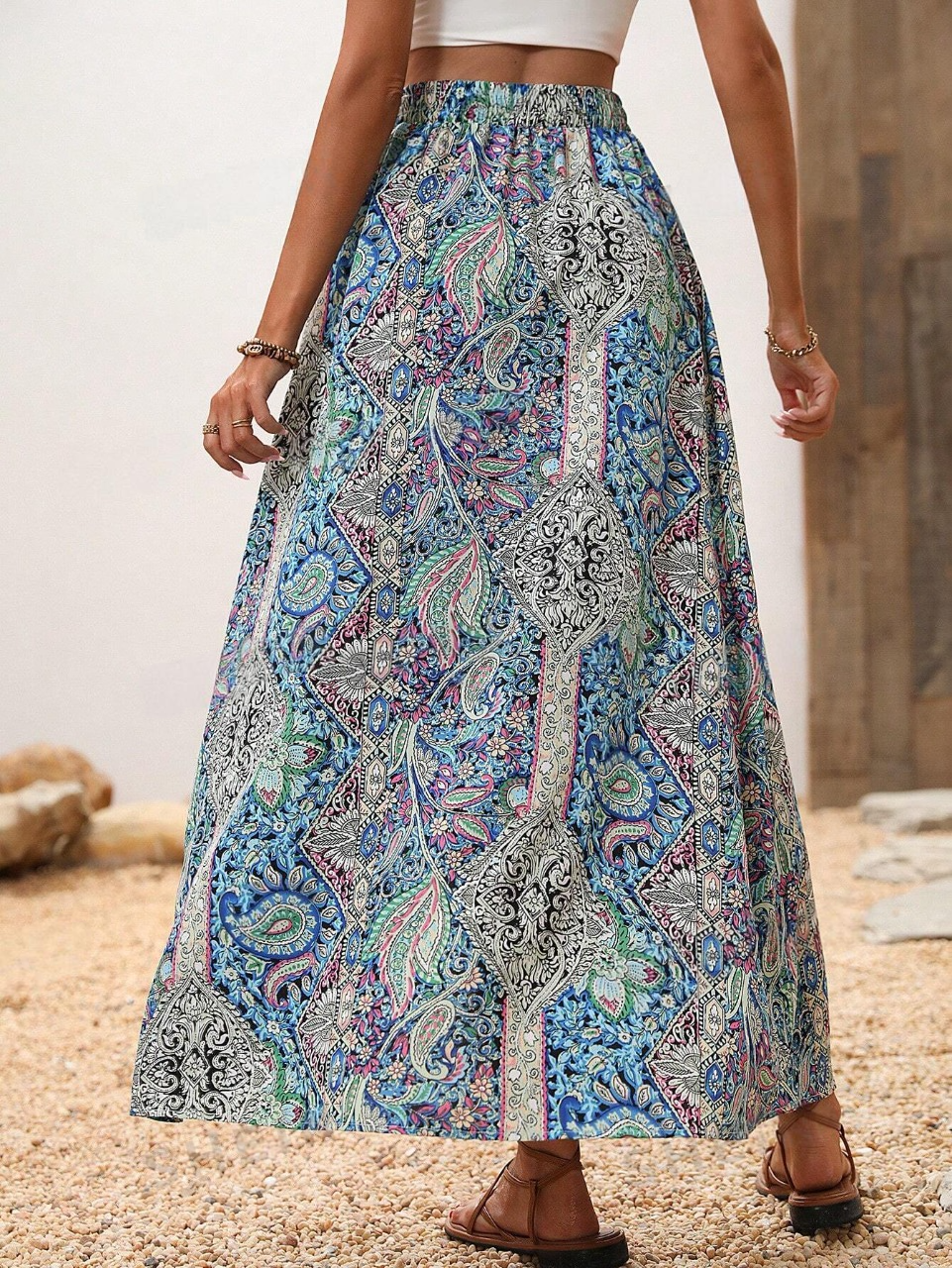 Gonne stampa paisley a fessura alta