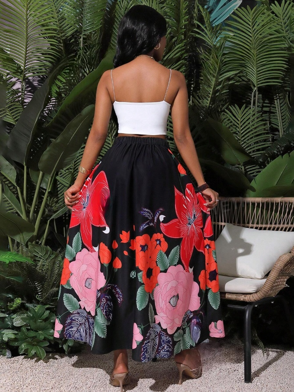 Gonna lunga estiva con stampa floreale da donna