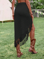Gonna irregolare da donna con orlo sfrangiato e twist in colore tinta unita