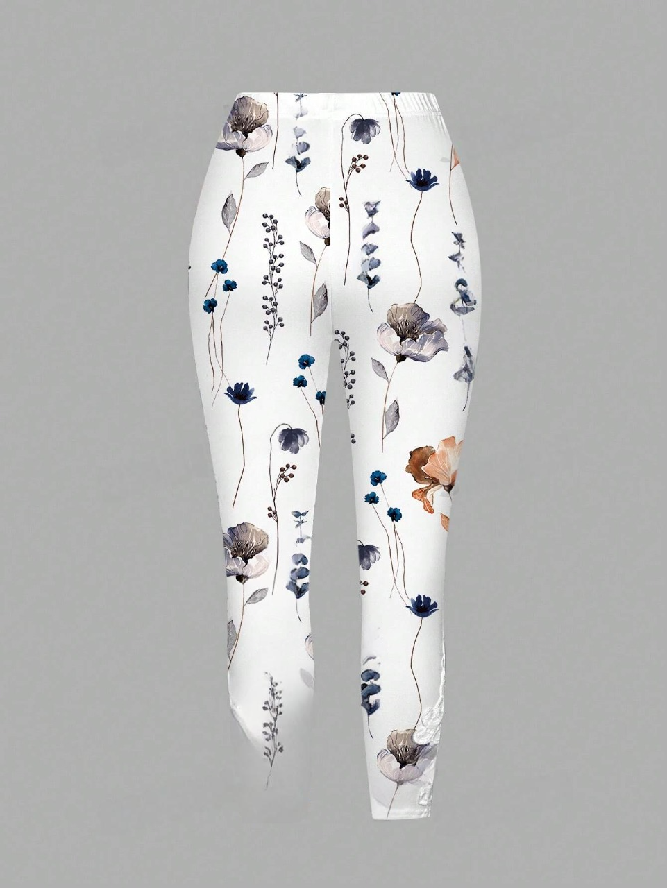 Leggings patchwork da donna a fiori estivi con fondo in pizzo stampato