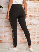 Leggings con stampa leopardo controllo della pancia con tasca del telefono