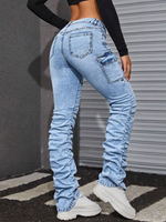 Jeans tasca con patta impilati