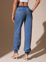 Pantaloni In Denim Con Polsini Elasticizzati Da Donna