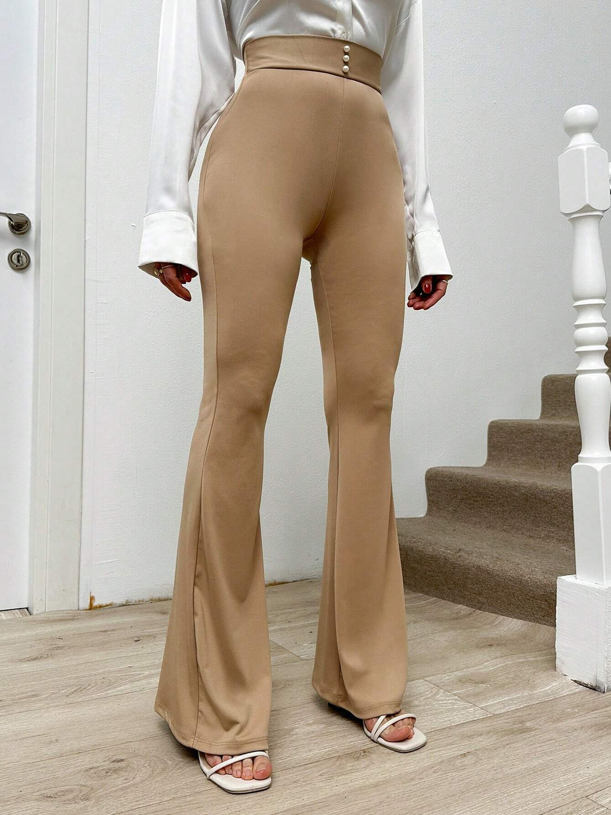 Pantaloni A Zampa A Campana A Vita Alta