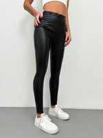 Pantaloni In PU Plissettati Per Donne