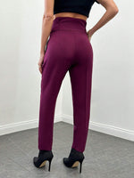 Pantaloni Lunghi Con Dettaglio Fibbia A Cerchio In Vita Alta Da Donna