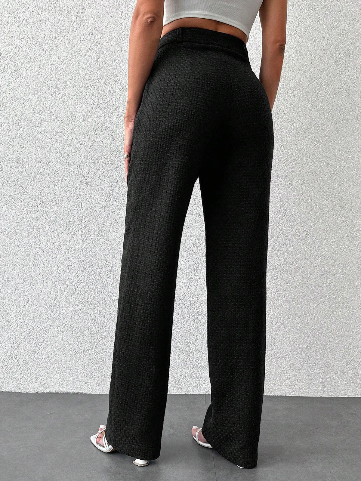 Pantaloni vita alta tasca inclinata