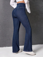 Jeans Da Donna Con Gamba Svasata A Vita Sovrapposta Estiva