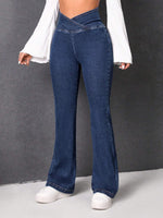 Jeans Da Donna Con Gamba Svasata A Vita Sovrapposta Estiva