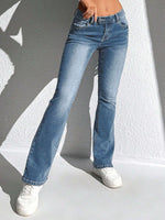 Pantaloni In Denim Lavati Ad Acqua Con Tasche Oblique