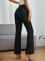 Pantaloni Svasati Casual Comodi In Tinta Unita