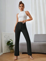 Pantaloni Svasati Casual Comodi In Tinta Unita