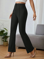 Pantaloni Svasati Casual Comodi In Tinta Unita