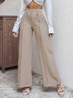 Pantaloni a gamba larga intrecciati con tasche simulati anteriore