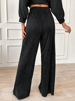 Pantaloni Satin Plissettati Di Qualitˆ Con Dettagli Di Abbottonatura