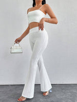 Pantaloni a zampa d'elefante in vita alta e lunghezza extra alta