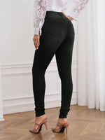 Jeans Strappati Tinta Unita Da Donna