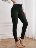 Jeans Strappati Tinta Unita Da Donna