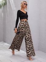 Pantaloni Cerniera Leopardo Elegante