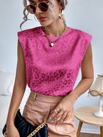 Camicetta leopardato jacquard spalla imbottita