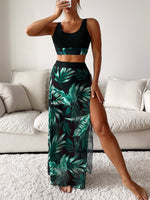 Bikini con stampa tropicale con Gonna da spiaggia