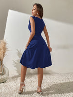 Abito a trapezio monocolore perline