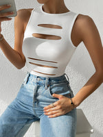 Canotta Solida A Colori Con Lavorazione Traforata