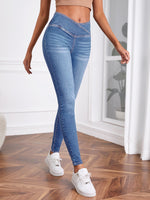 Jeans skinny asimmetrico fasce in vita