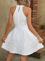 Abiti floreale jacquard con collo halter