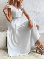 Vestito Da Pattinatore Con Maniche Svolazzanti In Pizzo A Patchwork A Tinta Unita Per Signore