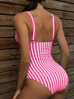 Costume da bagno intero con stampa a righe