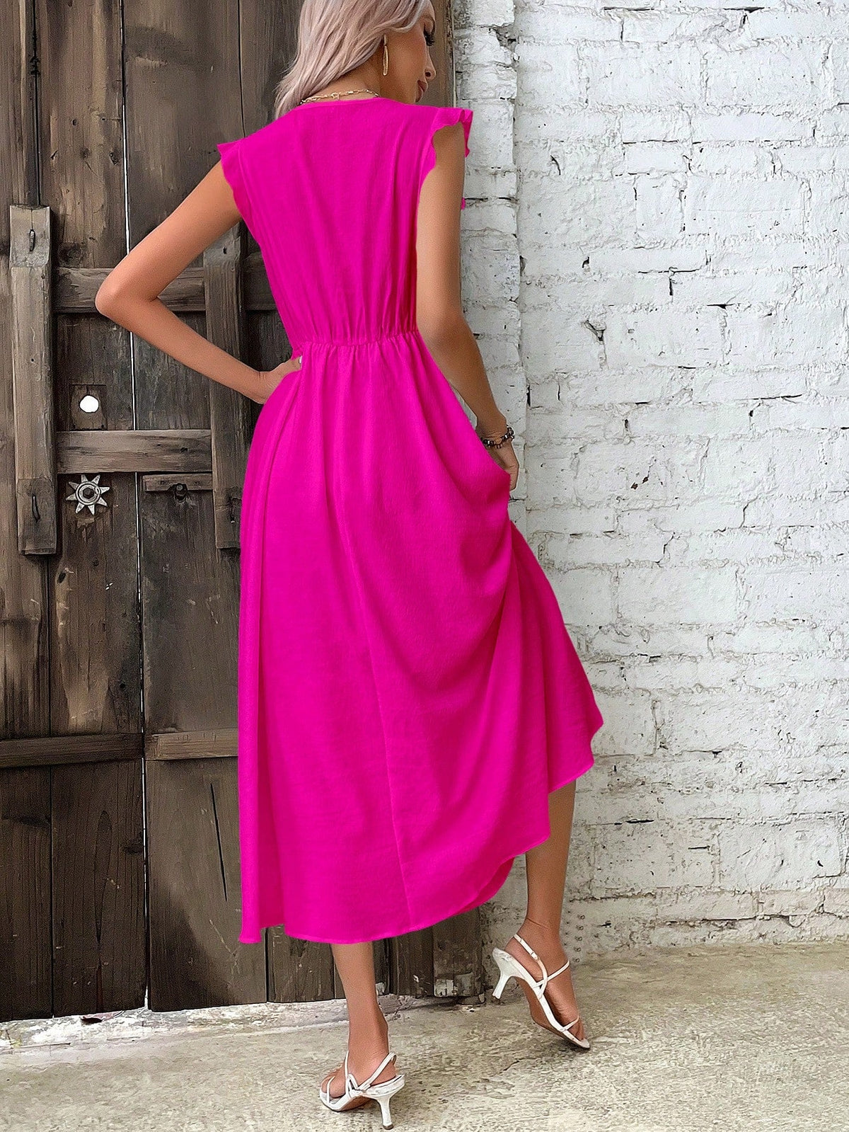 Vestito Da Pattinatore Con Maniche Svolazzanti In Pizzo A Patchwork A Tinta Unita Per Signore