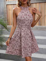 Abiti floreale jacquard con collo halter