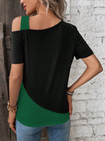 Maglietta Con Collo Asimmetrico A Spacco Stampa Leopardata