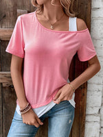 Maglietta Con Collo Asimmetrico A Spacco Stampa Leopardata