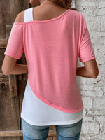 Maglietta Con Collo Asimmetrico A Spacco Stampa Leopardata