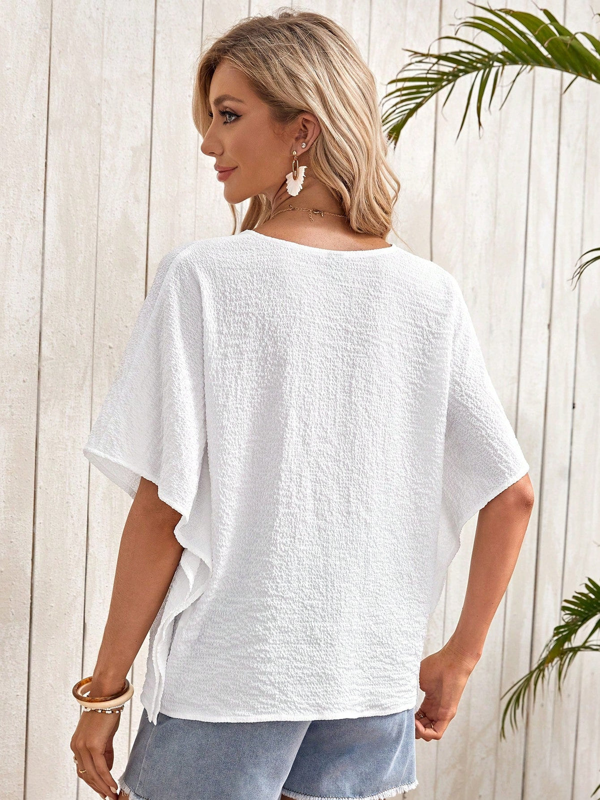 Blusa Texturizada Verde Con Manga Tipo MurciŽlago